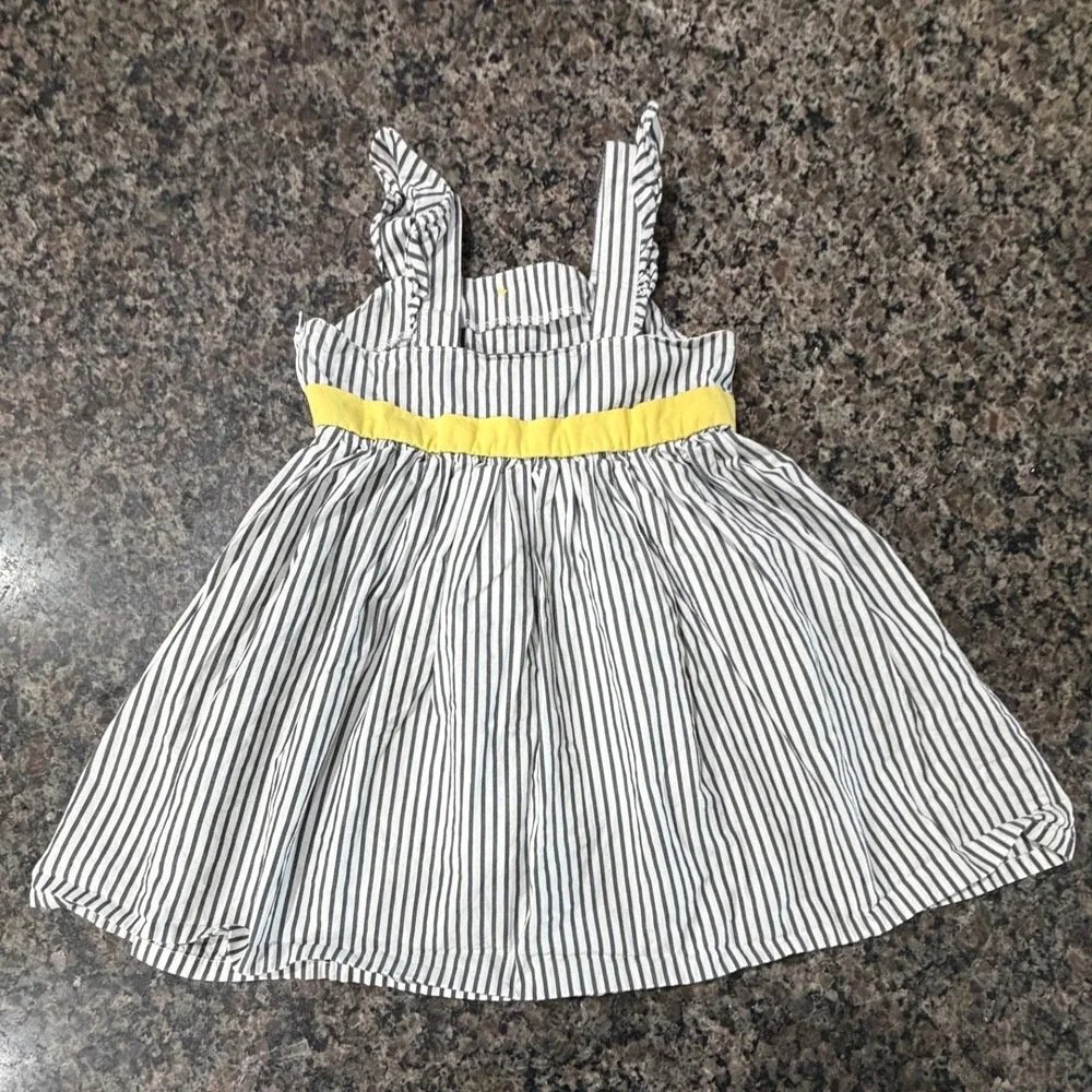 Gymboree Girls‎ 3T Navy White Striped Bumblebee Cotton Dress Yellow Bow Ruffle